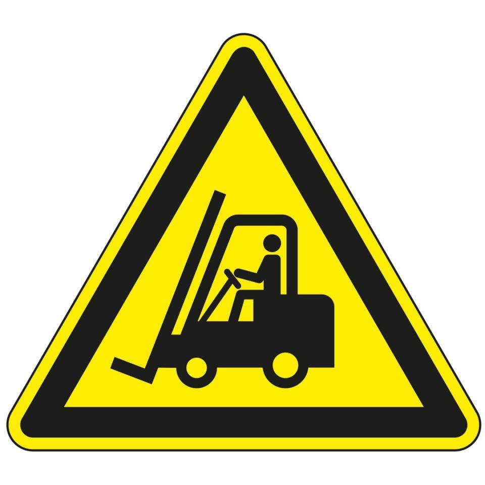 Bodenzeichen Warnung von Flurförderzeugen, Bodenmarkierungsfolie, SL 300mm/W014, Rutschhemmung-0