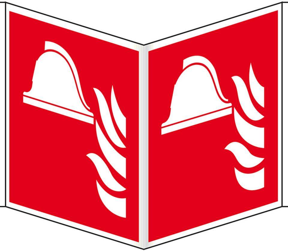Brandschutz-Nasenschild Brandbekämpfung, Kunststoff, 200x200mm, ASR A1.3, DIN EN ISO 7010 F004-0