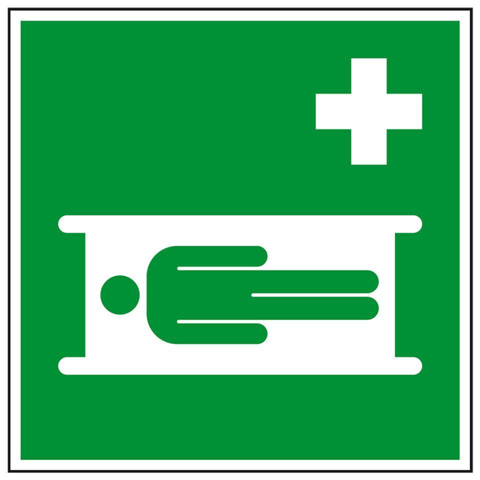 Rettungszeichen Krankentrage, Folie, selbstklebend, 200x200mm, ASR A1.3, DIN EN ISO 7010 E013-0
