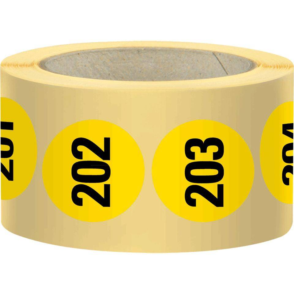 Markierungspunkt, numeriert 001-500, hellgelb, Haftpapier, ablösbar, Ø 25mm, 500/Rolle-0