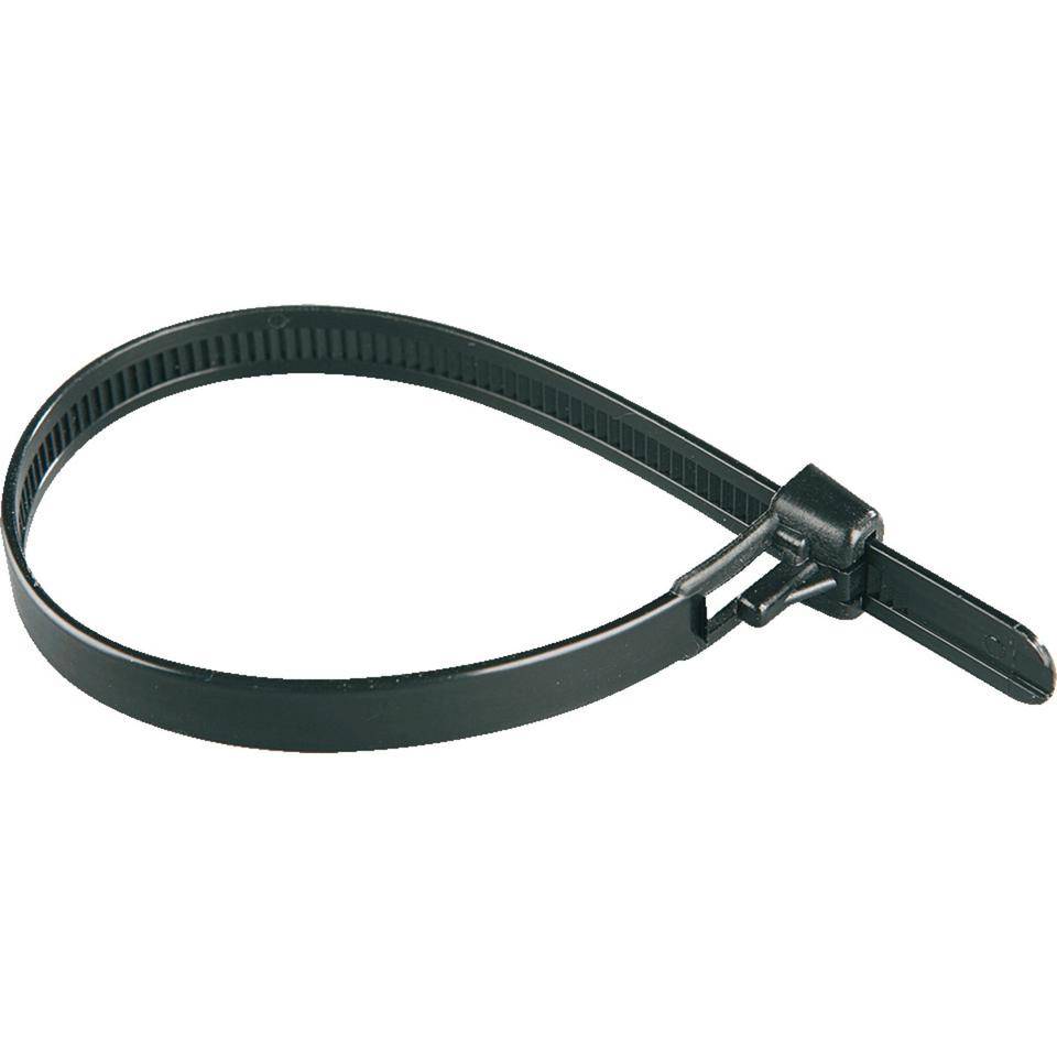 Kabelbinder, wiederlösbar, schwarz, Polyamid, 7,5mm breit, 250mmlang, 100/VE-0