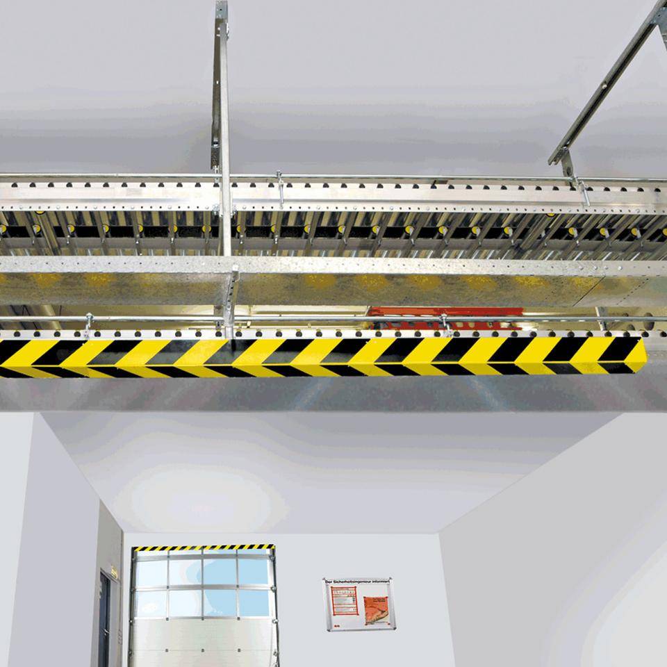 Winkelmarkierung, reflektierend, gelb/schwarz, Aluminium, 50x990mm, ASR A1.3-1
