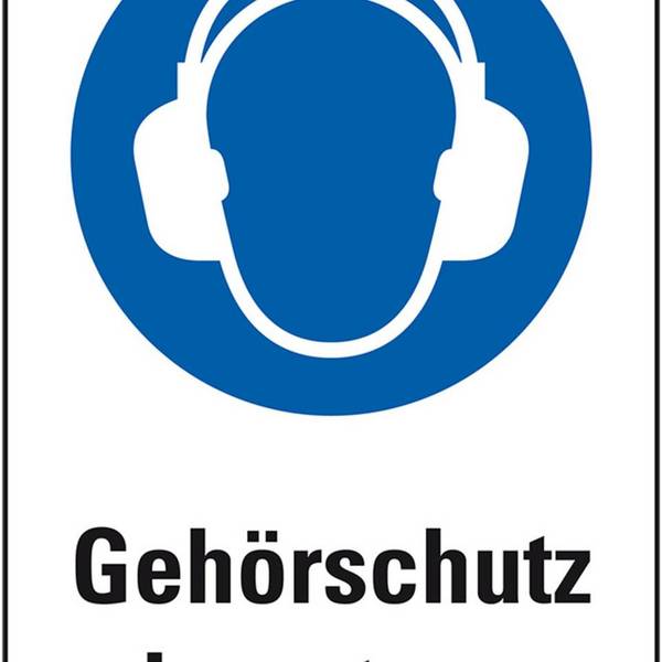 Gebots-Kombischild Gehörschutz benutzen, Folie, selbstklebend, 200x300mm, ASR A1.3, DIN EN ISO 7010 M003