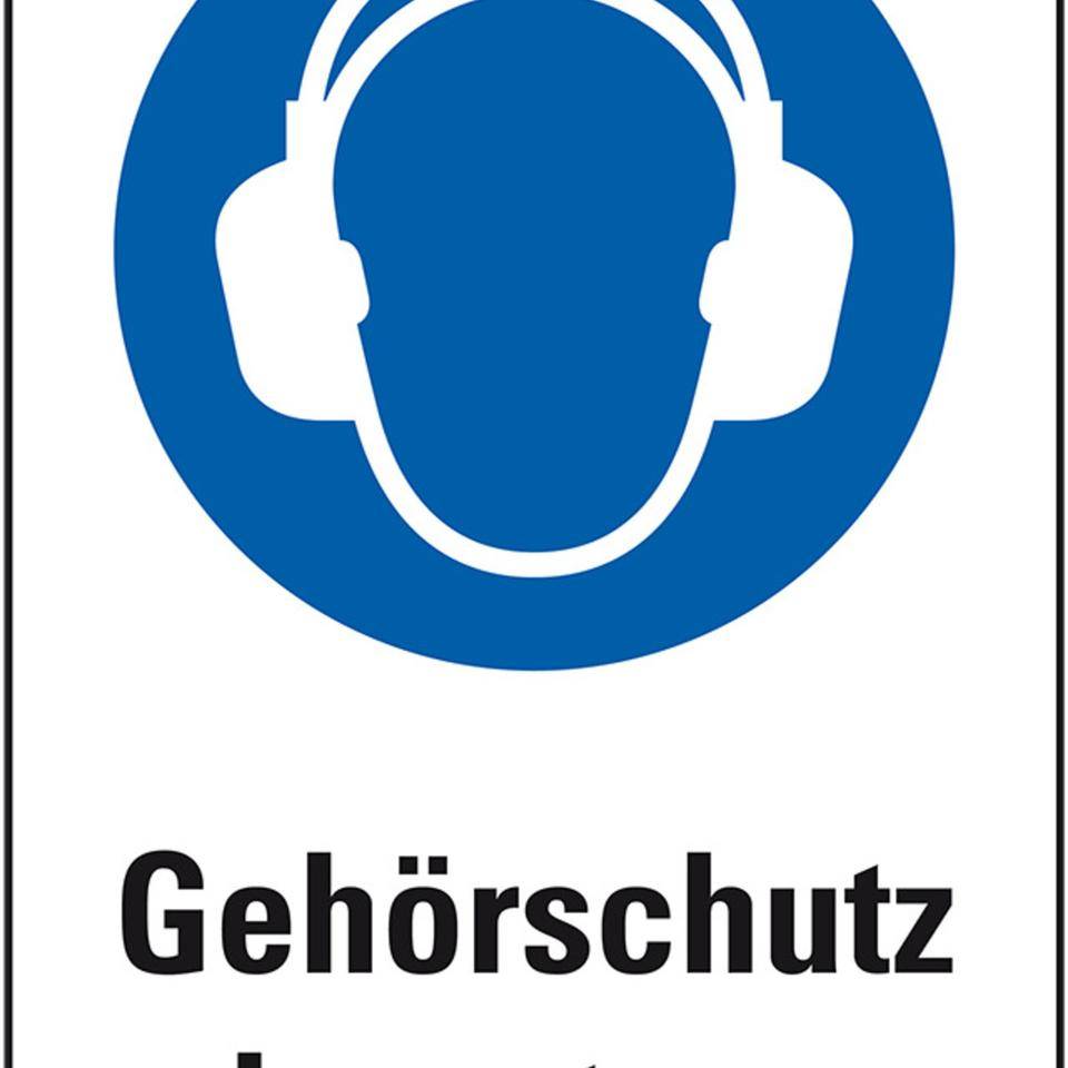 Gebots-Kombischild Gehörschutz benutzen, Folie, selbstklebend, 200x300mm, ASR A1.3, DIN EN ISO 7010 M003-0