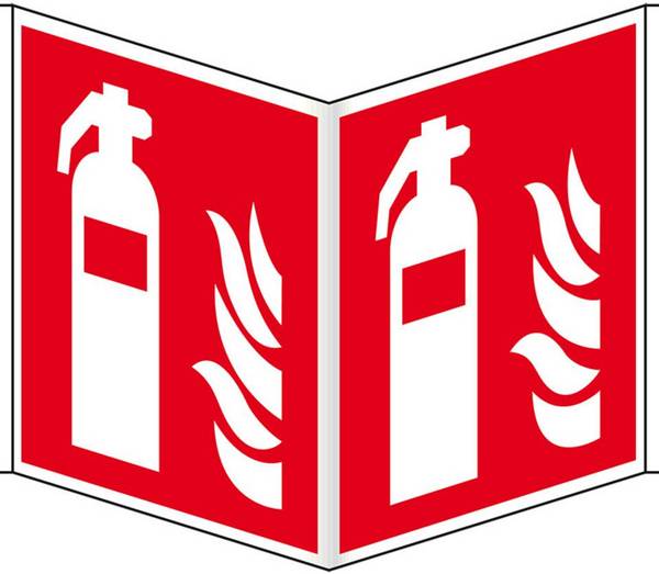 Brandschutz-Nasenschild Feuerlöscher, Kunststoff, 300x300mm, ASRA1.3, DIN EN ISO 7010 F001