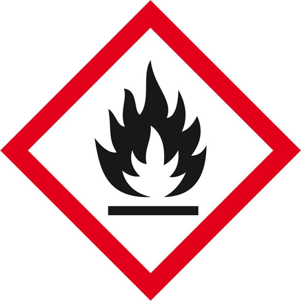 Gefahrensymbol Flamme GHS 02, Folie, selbstklebend, 105x105mm, 2/Bogen, GHS-Verordnung-0