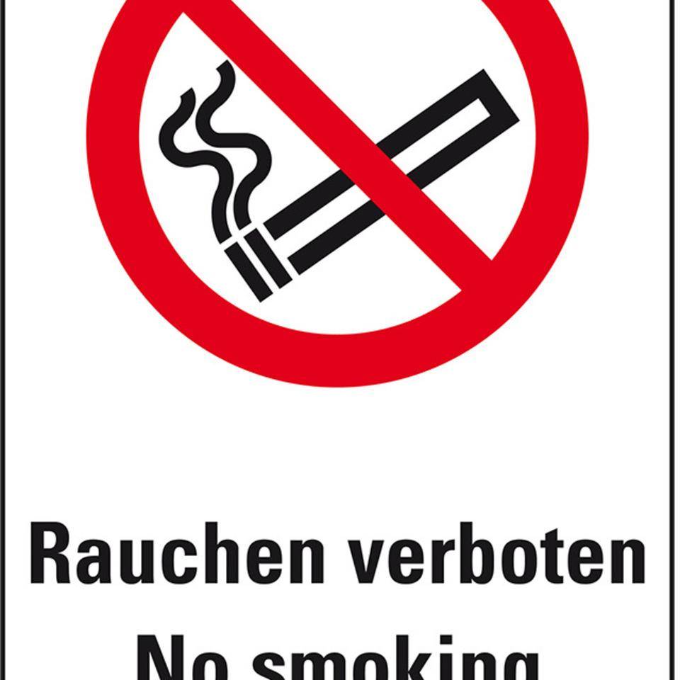 Verbots-Kombischild Rauchen verboten - No Smoking, Kunststoff, 200x300mm, ASR A1.3, DIN EN ISO 7010 P002-0