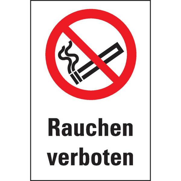 Verbots-Kombischild Rauchen verboten, Kunststoff, 300x400mm, ASRA1.3, DIN EN ISO 7010 P002