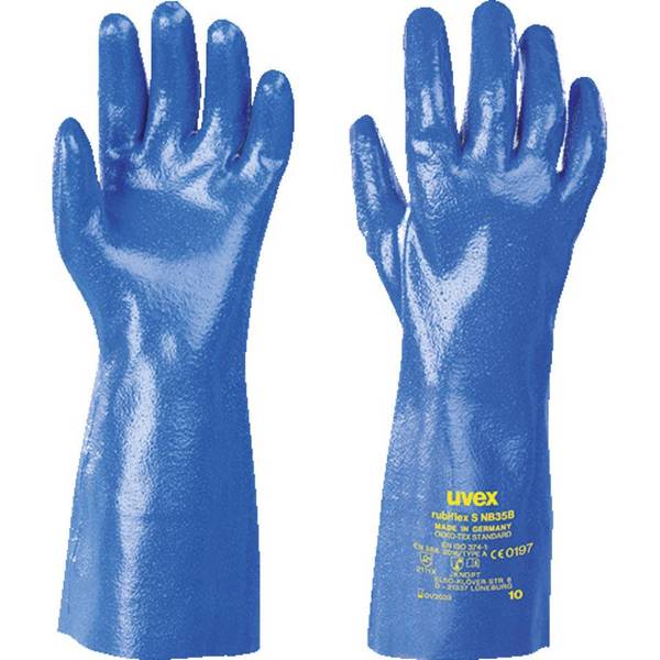 Chemikalien-Schutzhandschuh uvex rubiflex S NB35B Größe 11, Stulpe 35 cm, blau, 1 Paar