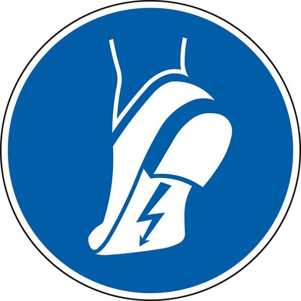 Gebotsschild antistatisches Schuhwerk benutzen,ISO,Folie,selbstklebend,Ø 100mm