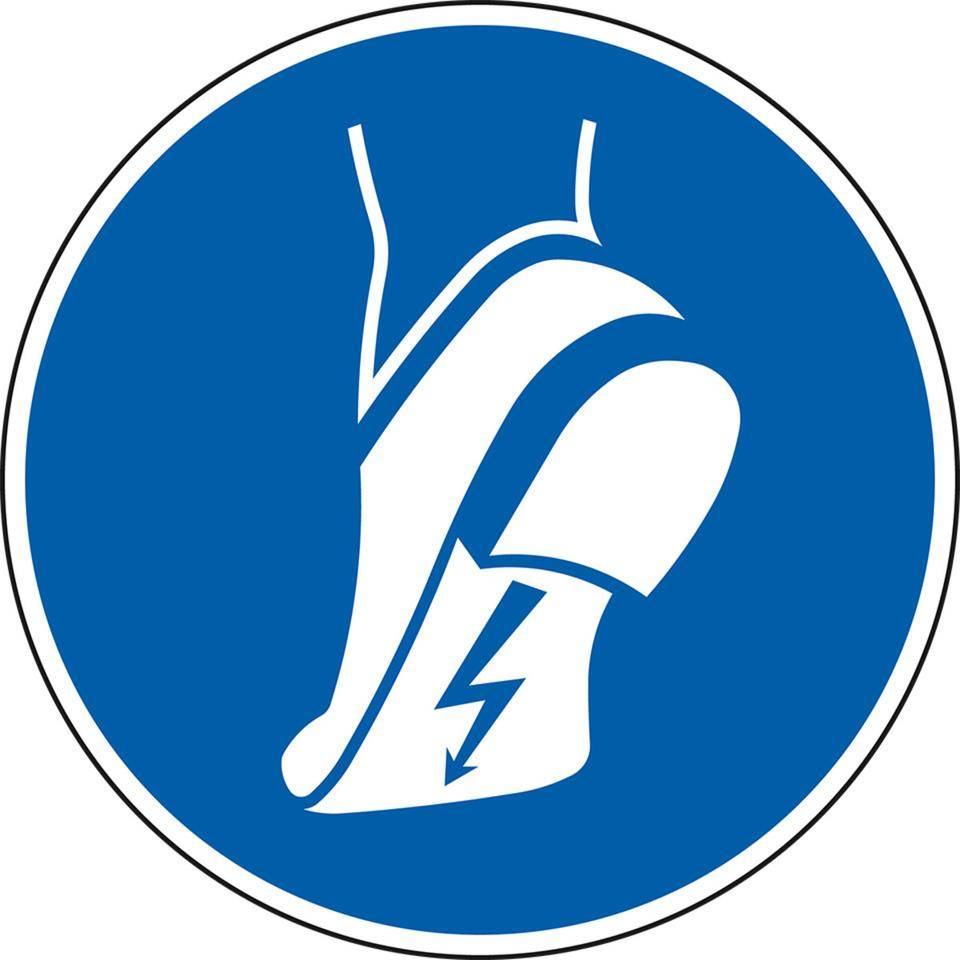 Gebotsschild antistatisches Schuhwerk benutzen,ISO,Folie,selbstklebend,Ø 100mm-0