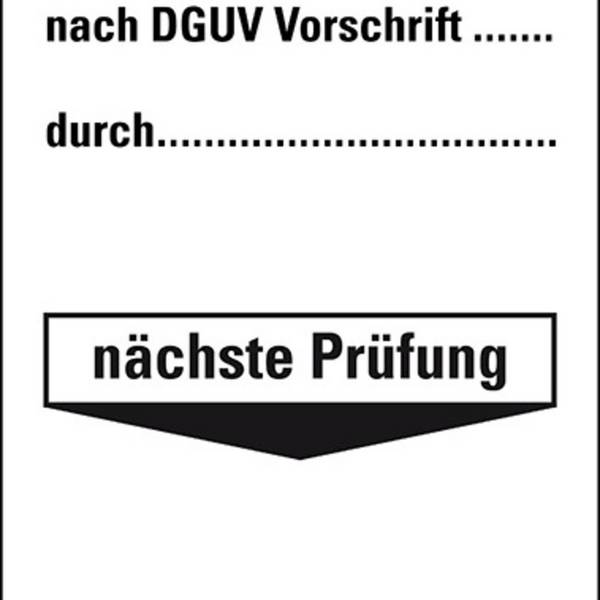 Grundetikett Geprüft nach DGUV Vor..durch..Nächste Prüfung, Kunststoff, 40x100mm, 10/VE, DGUV