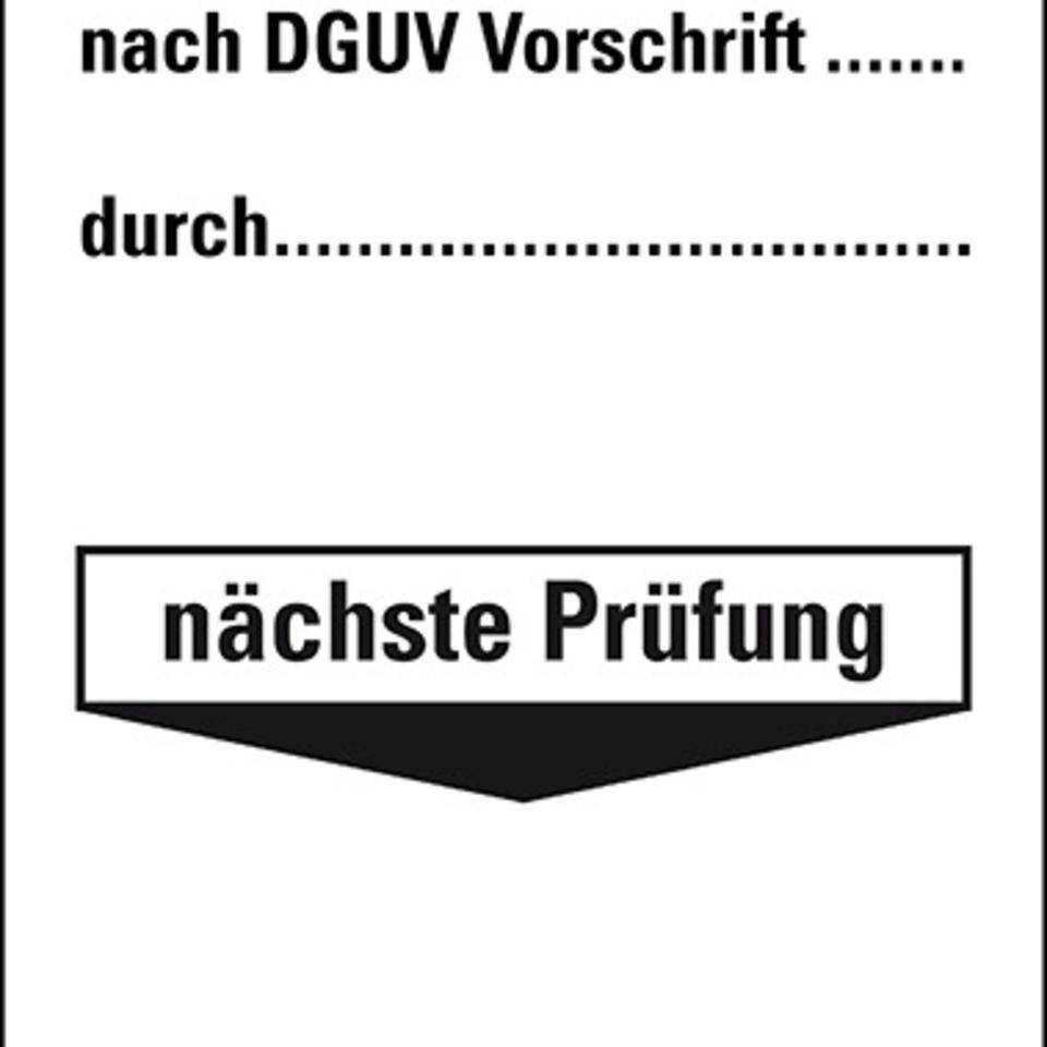 Grundetikett Geprüft nach DGUV Vor..durch..Nächste Prüfung, Kunststoff, 40x100mm, 10/VE, DGUV-0
