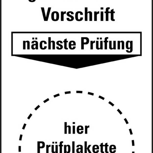 Mini-Grundplakette Prüfung DGUV Vorschrift, nP., Folie, ablösbar, 20x40mm, 16/Bogen, DGUV