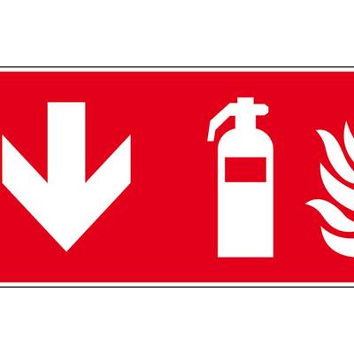 Brandschutzzeichen Feuerlöscher unten, Kunststoff, 300x150mm, ASR A1.3, DIN EN ISO 7010 F001-0