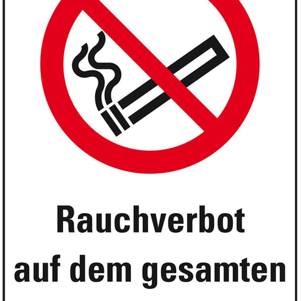 Verbots-Kombischild Rauchen verboten-Werksgelände, Kunststoff, 200x300mm, ASR A1.3, DIN EN ISO 7010 P002-0