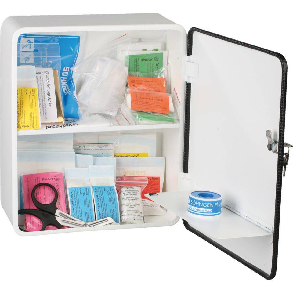 SÖHNGEN® Verbandschrank Schule, i.A.a. ASR A4.3 (DIN 13157), weiß, Stahlblech-1