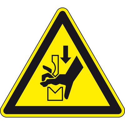 Warnschild Warnung vor Quetschgefahr, RoHS konform, Folie, SL 50mm, 10/Bogen, DIN EN ISO 7010 W030