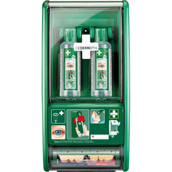 Augenspülstation H560xB290xT120ca.mm 2x0,5 l,1xPflasterspender CEDERROTH
