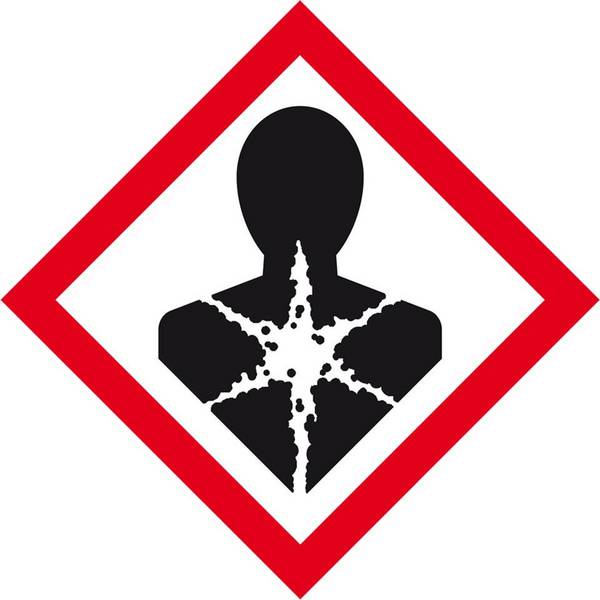Gefahrensymbol Gesundheitsgefahr GHS 08, Folie mit Polyesterlam., 105x105mm, 2/Bogen, GHS-Verordnung
