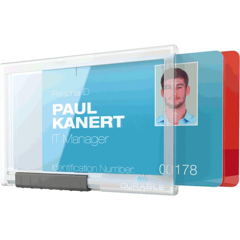DURABLE Pushbox Duo, für zwei Ausweise, Acryl, Innenmaß 54x87mm,10/VE-1