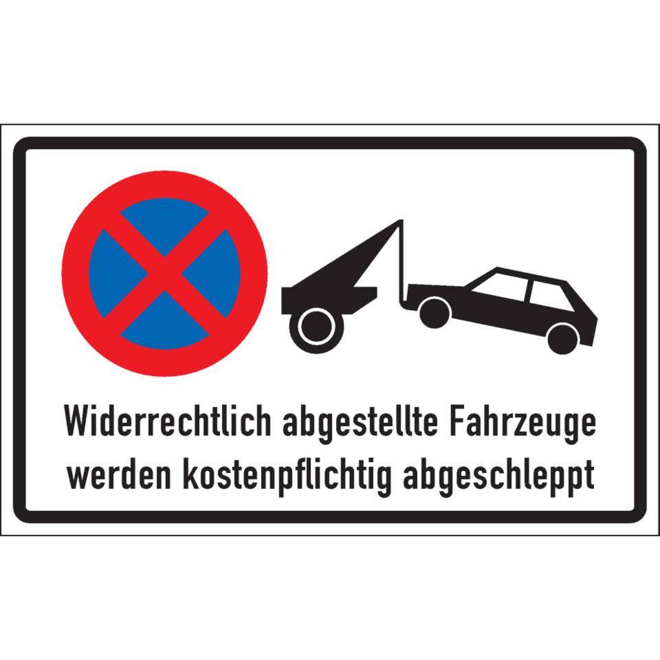 Haltverbotschild Widerrechtlich abgestellte Fahrzeuge..., Aluminium, 400x250mm-0