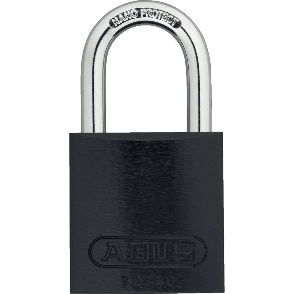 ABUS Vorhangschloss Aluminium 72/40, schwarz, Bügelhöhe 27mm, 39x74x19mm, 2Schlüssel-0