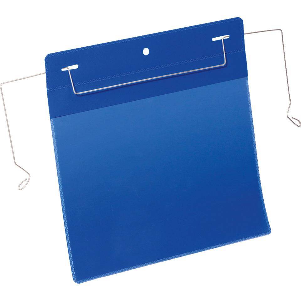 DURABLE Dokumententasche, mit Drahtbügel, blau/tranparent, A5, Querformat, 50/VE-0