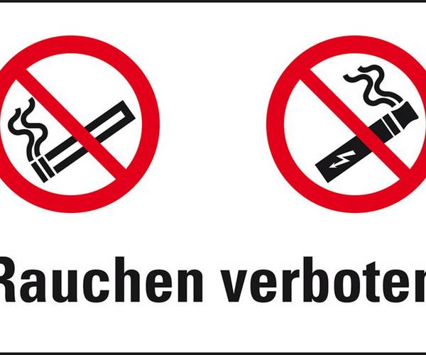Verbots-Kombischild E-Zigarette und Rauchen verboten, pb, Kunststoff, 200x300mm