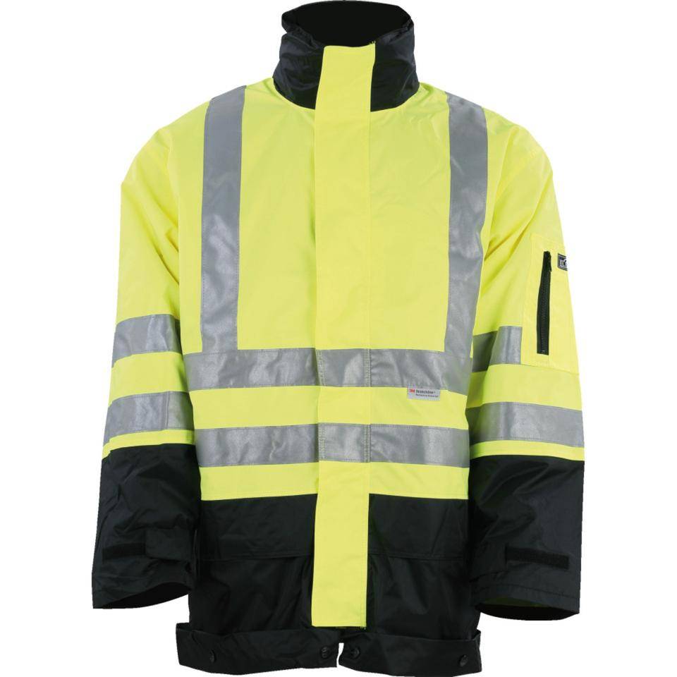Warnschutzparka Santorini, separat tragbare Innenjacke, neongelb/schwarz, Größe M-0