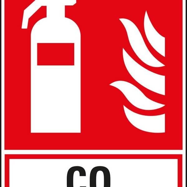 Brandschutz-Kombischild Feuerlöscher CO2, Folie, selbstklebend, 200x270mm, ASR A1.3, DIN EN ISO 7010 F001