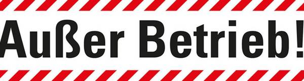 Wartungsaufkleber Außer Betrieb!, Folie, selbstklebend, 70x15mm,10/Bogen