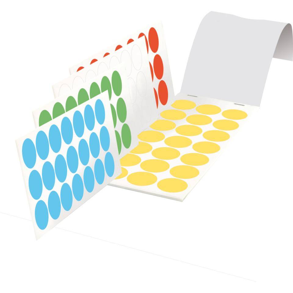 Markierungspunkte, rot, grün, blau, gelb, weiß, Haftpapier, Ø 25mm, 105/Heft-0
