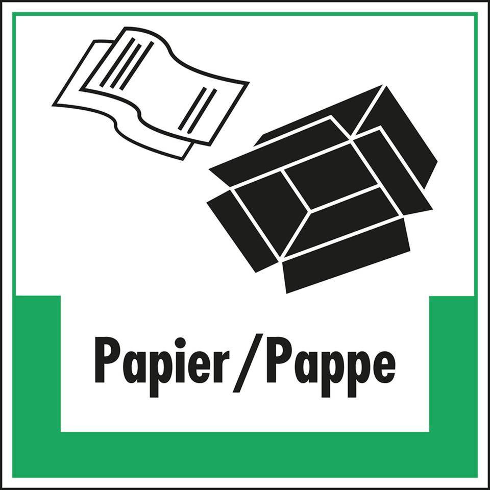 Abfallkennzeichen Papier/Pappe, mit Symbol und Text, Kunststoff,400x400mm-0