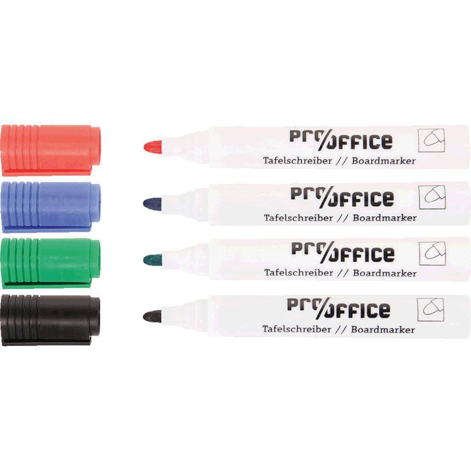 Whiteboard-Marker Set, Rundspitze 1,5-4mm, schwarz, rot, blau, grün, 4/VE-0