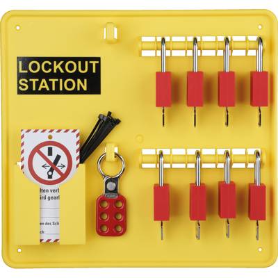 Lockout-Station, Variante 1, gefüllt, Wartungsanhängern, 8 Schössser, Multischließ.