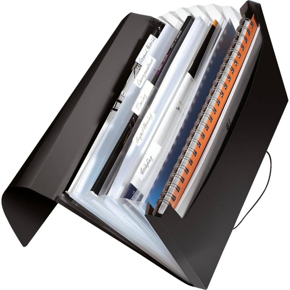 LEITZ Projektmappe Solid, 6 Fächer, mit Gummiband, schwarz, 254x38x330mm-1