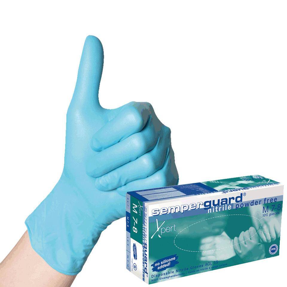 semperguard Handschuh Nitril Xpert, Kat.III, Nitril, puderfrei, Größe S, 100/VE-0