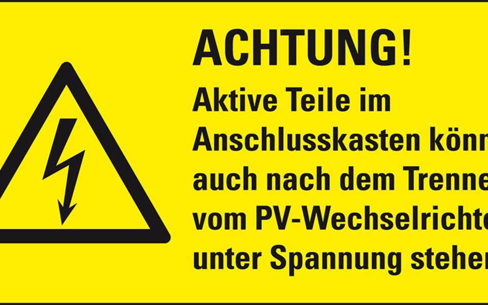 Warn-Kombischild Achtung! Aktive Teile können..., RoHS konform, Folie, 74x37mm, ASR A1.3, DIN EN ISO 7010 W012-0
