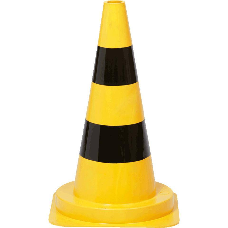 Leitkegel, für Betriebsgelände, leichte Ausführung, gelb/schwarz, PVC, 500mm, 1,0kg-0