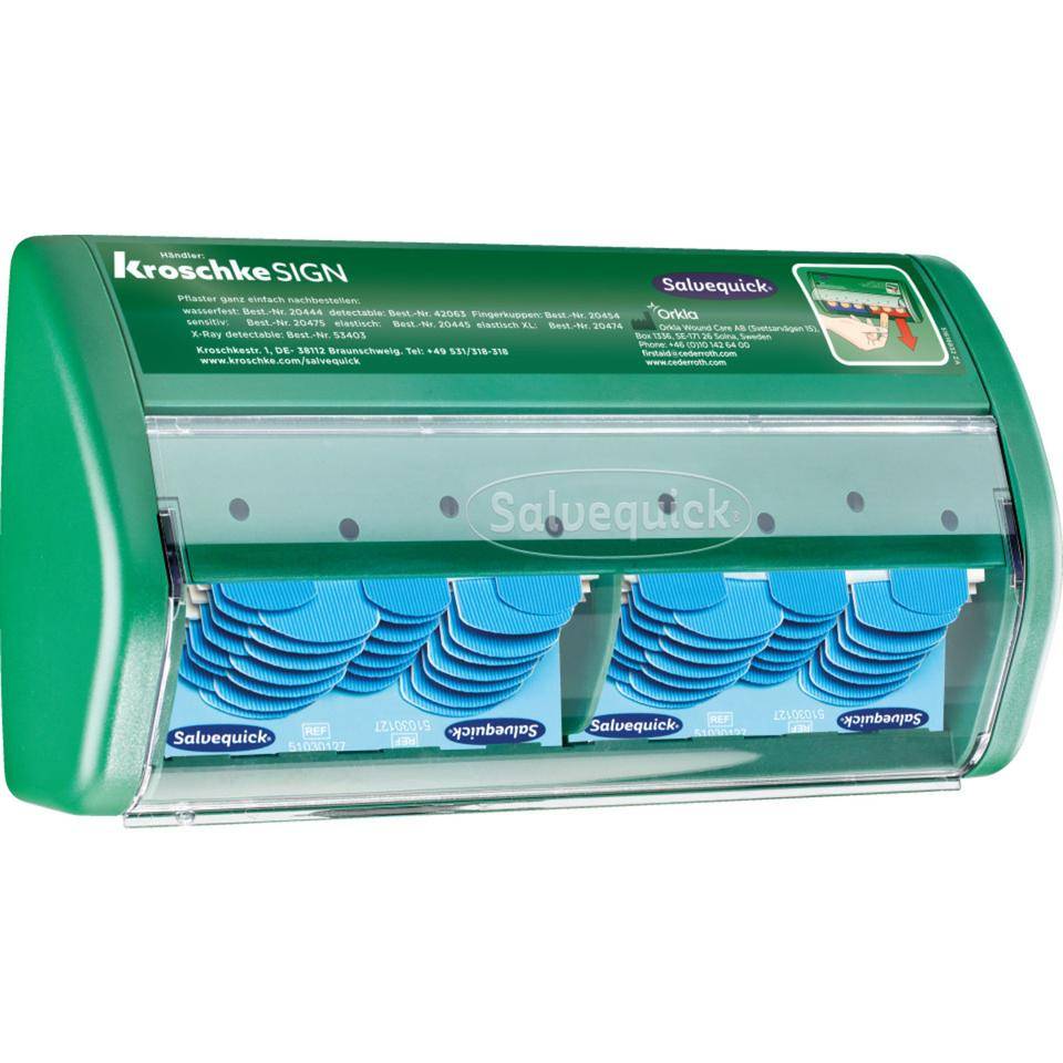 Salvequick® Pflasterspender, zur Wandbefestigung, gefüllt mit detectablen Strips-0