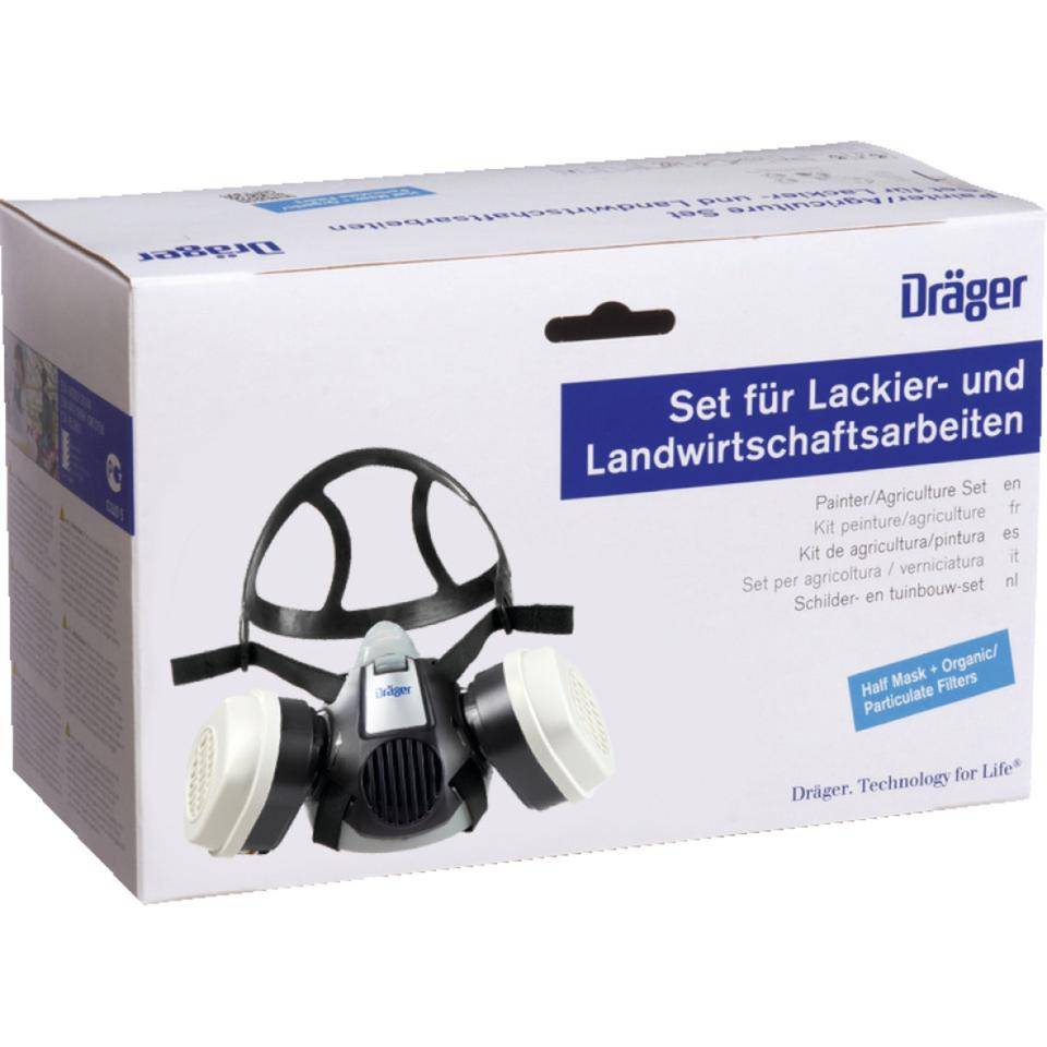Dräger Lackierer-Set X-plore® 3300, Maske X-plore® 3300, 2 Filter A2P3 R D, Größe M-2