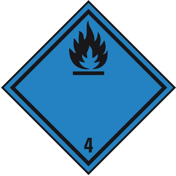 Gefahrgutzettel (Placards) Kl.4.3 Entz. Feststoffe, Folie, seewasserbeständig, 250x250mm, IMDG-Code, GGVSEB, ADR, IATA