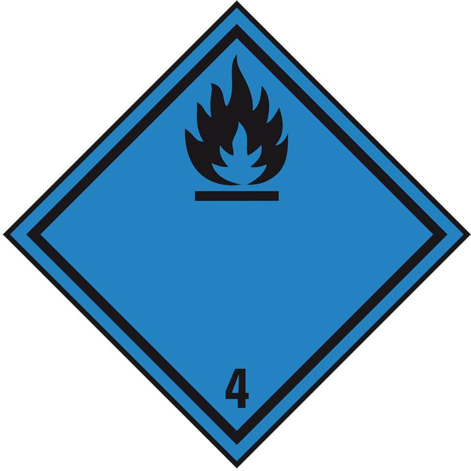 Gefahrgutzettel (Placards) Kl.4.3 Entz. Feststoffe, Folie, seewasserbeständig, 250x250mm, IMDG-Code, GGVSEB, ADR, IATA-0