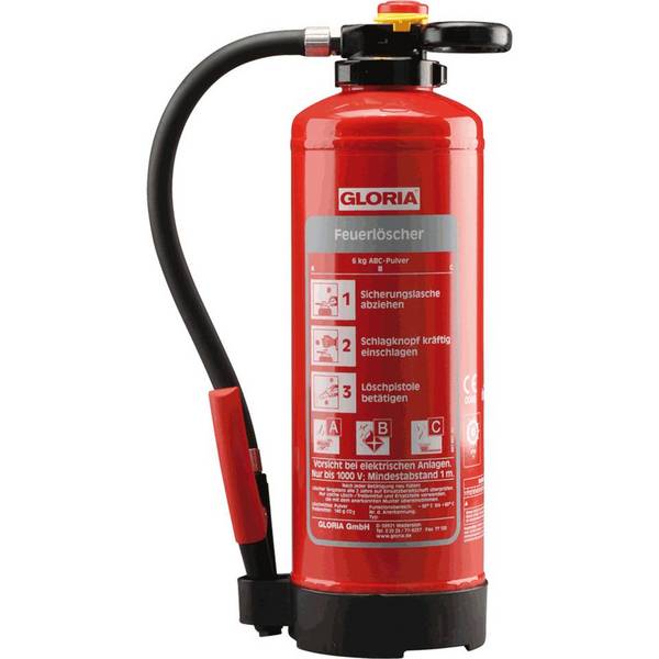 GLORIA Pulver-Feuerlöscher P 6 PRO, Polyamid, Inhalt 6kg, Gewicht 9,8kg