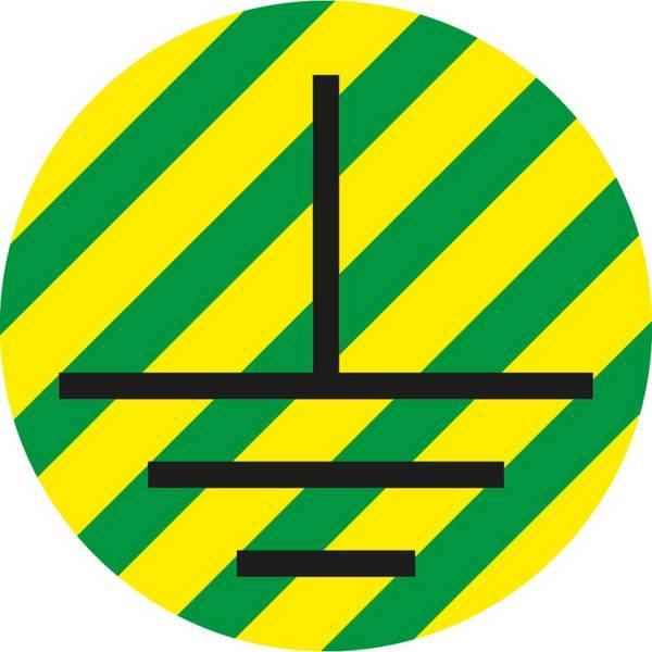 Leiterkennzeichen Schutzleiter Erde, RoHS-konform, Folie, Ø 20mm, 20/Bogen, DIN EN 60445 / IEC 60417