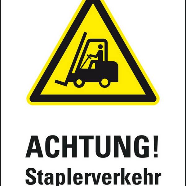 Aufkleber für Warnaufsteller Achtung! Staplerverkehr, ISO, Folie, 400x300mm