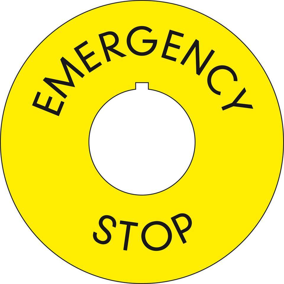 Not-Halt-Schild mit Nase, RoHS konform, englisch, Folie, selbstklebend, Ø60mm/22,5mm-0