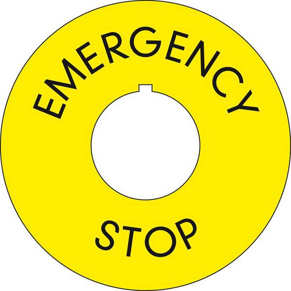 Not-Halt-Schild mit Nase, RoHS konform, englisch, Folie, selbstklebend, Ø60mm/22,5mm