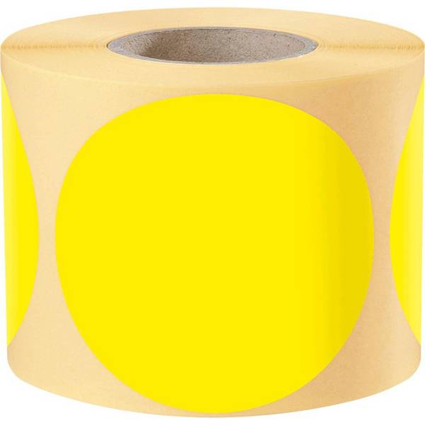 Markierungspunkt, blanko, gelb, Haftpapier, ablösbar, Ø 75mm, 500/Rolle